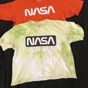 two nasa cropped tees